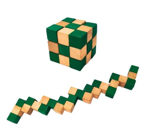 Snake Cube 3D – Wooden Brain Teaser Puzzle | 3×3×3 Magic Cube | PuzzleHouse